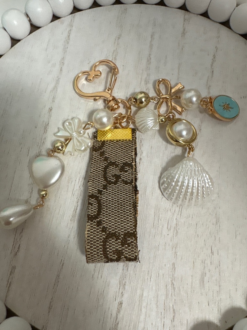 Authentic up-cycled Gucci  keychain/Bagcharm